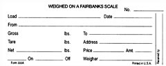 Fairbanks Truck Scale Ticket